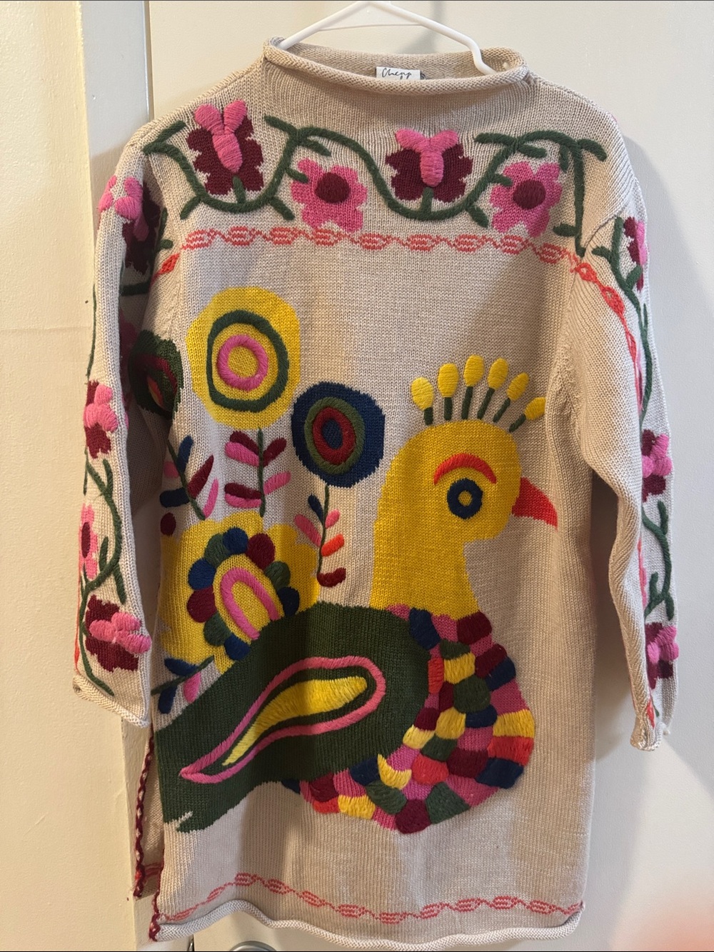 Cheap & Chic by Moschino embroidered vintage sweater bird floral Medium